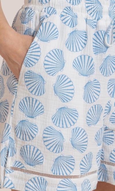 Shell Printed Cotton Shorts