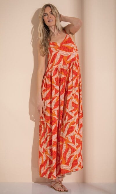 Printed Relaxed Fit Strappy Maxi Dress