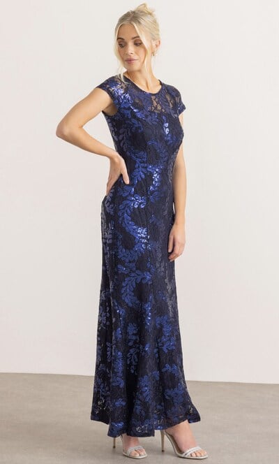Sequinned Lace Maxi Dress