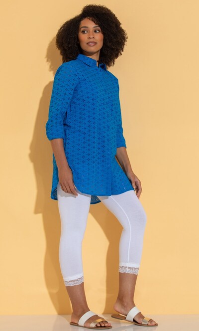 Embroidered Eyelet Cotton Shirt