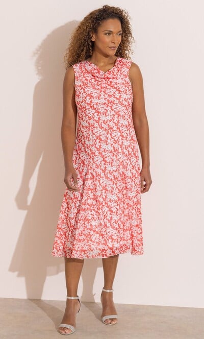 Anna Rose Floral Cowl Neck Shimmer Dress