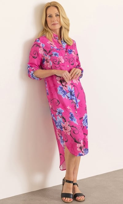 Anna Rose Floral Print Shirt Dress