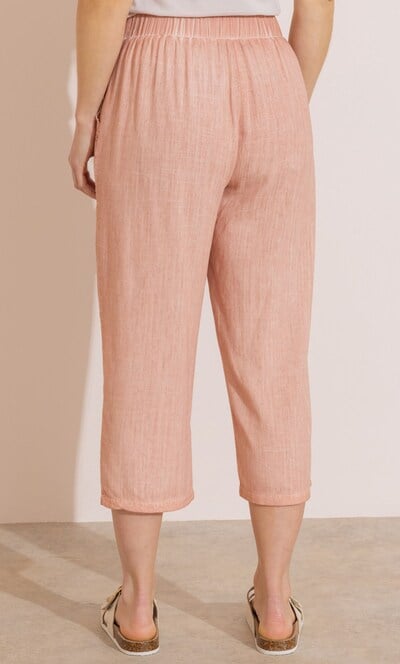 Wide Leg Linen Blend Cropped Trousers