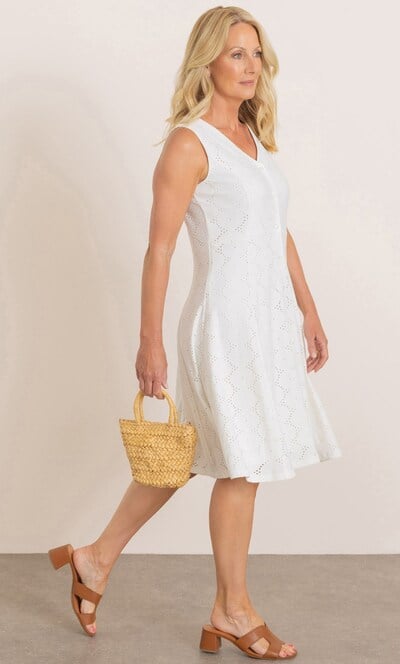 Anna Rose Sleeveless Button Jersey Dress