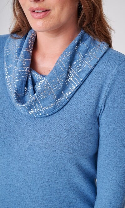Anna Rose Foil Printed Cowl Neck Jumper