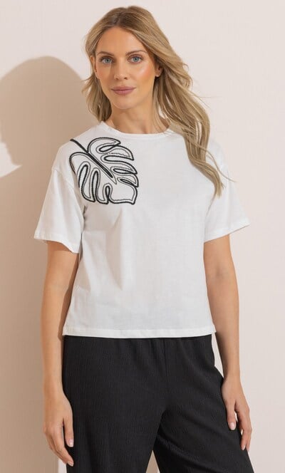 Embellished Leaf Sequin T-Shirt