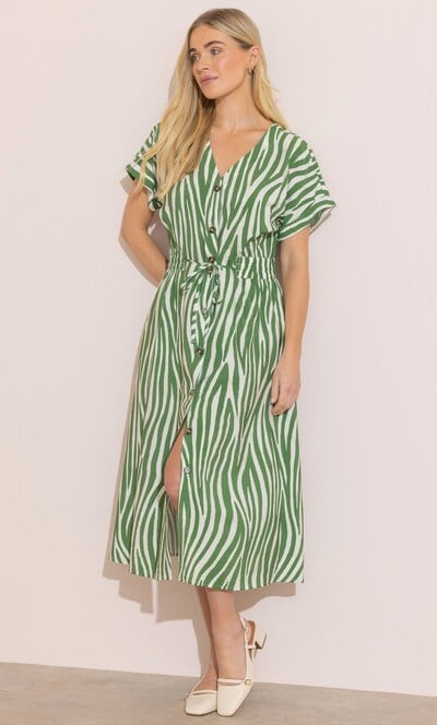 Printed Button Down Midi Dress