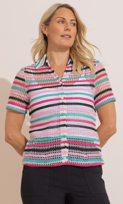 Anna Rose Striped Crochet Top