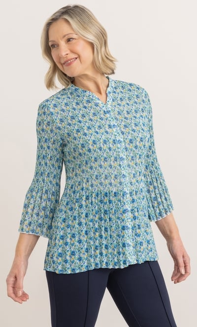 Anna Rose Floral Pleated Blouse