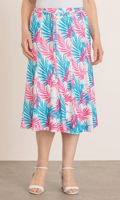 Anna Rose Leaf Print Eyelet Jersey Skirt