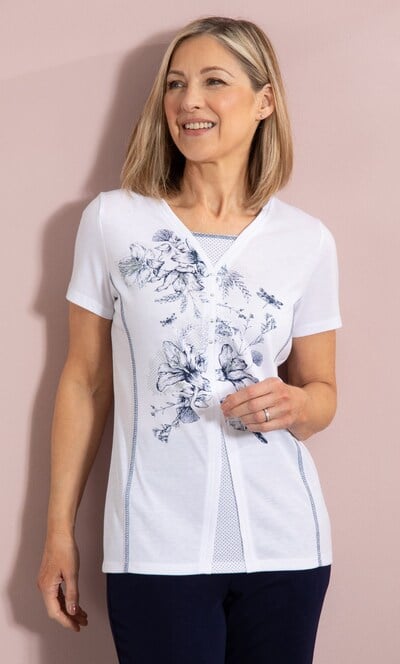 Anna Rose Garden Print Mock Layered Top