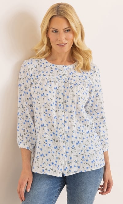 Floral Print Cotton Blouse