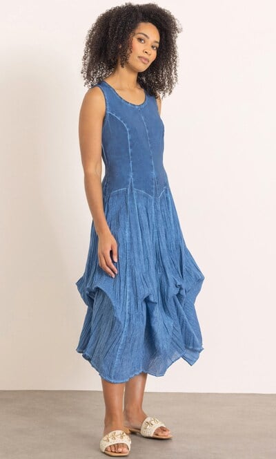 Sleeveless Cotton Blend Parachute Dress