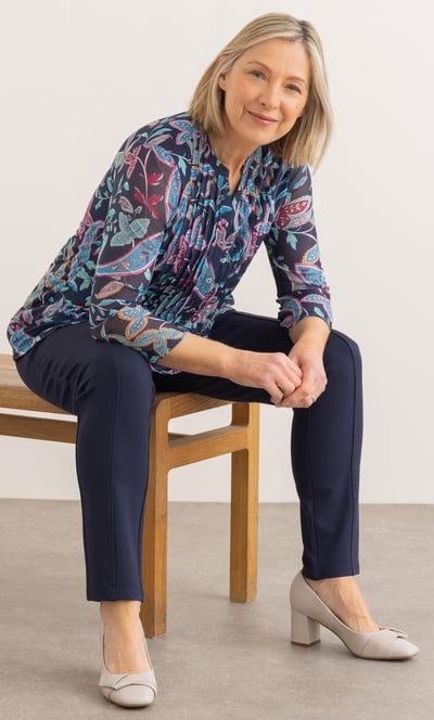 Anna Rose Paisley Printed Mesh Top