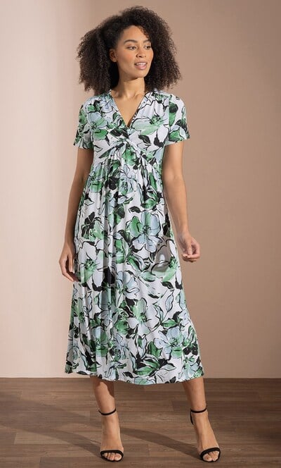Floral Textured Midi Dress