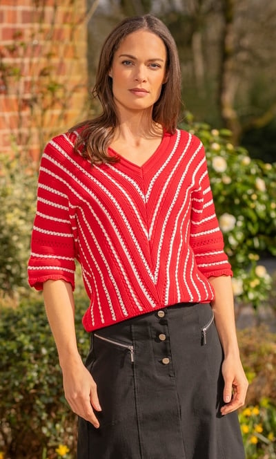 Chevron V Neck Jumper