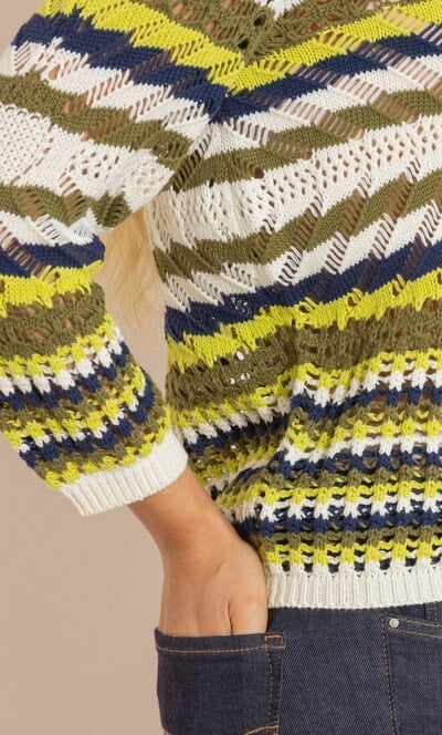 Stripe Crochet Knitted Jumper