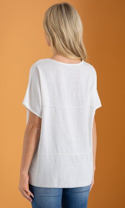 Star Printed Linen Blend Top