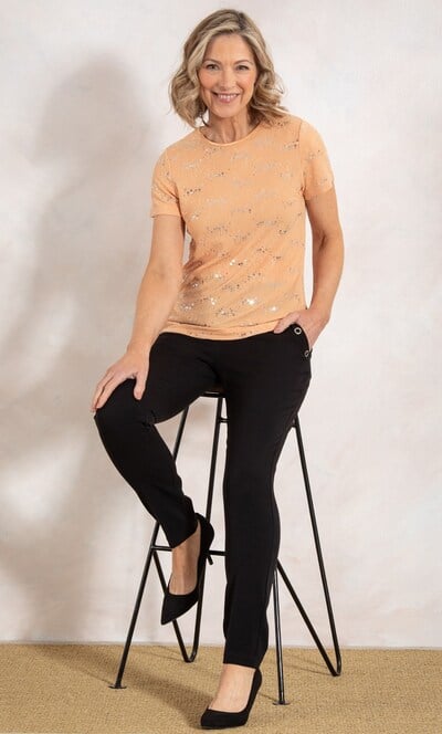 Anna Rose Textured Jersey Sparkle Top