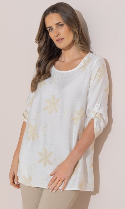 Shimmer Embroidered Tunic Top