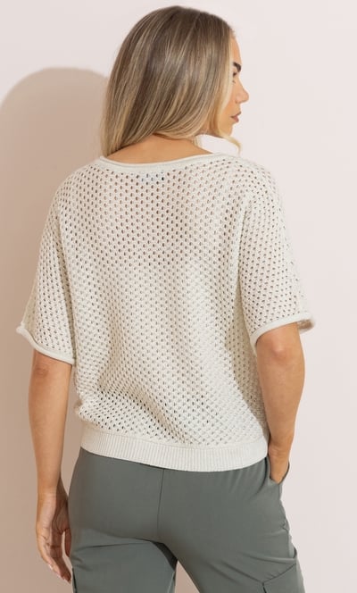 Shimmer Open Knit Short Sleeve Star Jumper