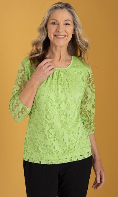 Anna Rose Burn Out Butterfly Top