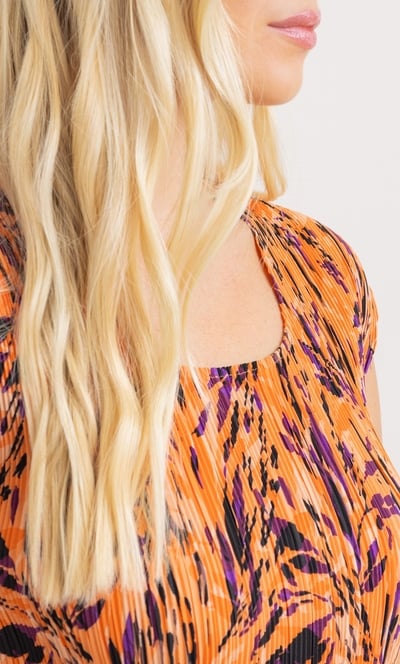 Botanical Print Pleated Dress
