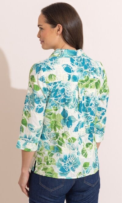 Botanical Printed And Embroidered Top