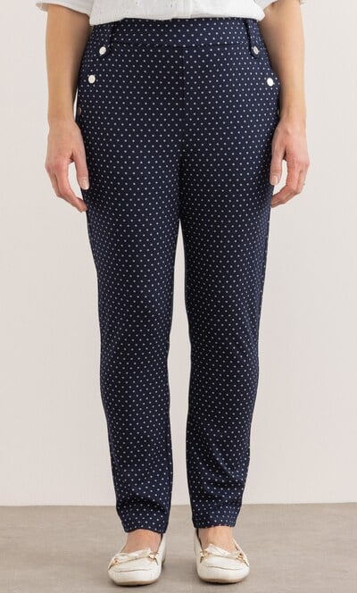Anna Rose Slim Leg Spot Print Ponte Trousers