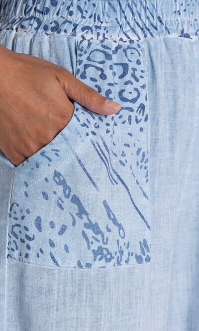 Animal Print Pull On Linen Blend Shorts