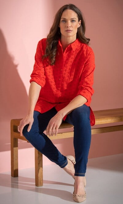 Embroidered Eyelet Cotton Shirt