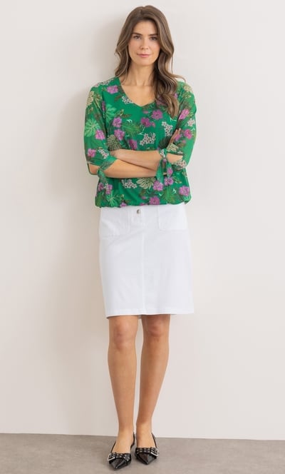 Garden Print Mesh Top