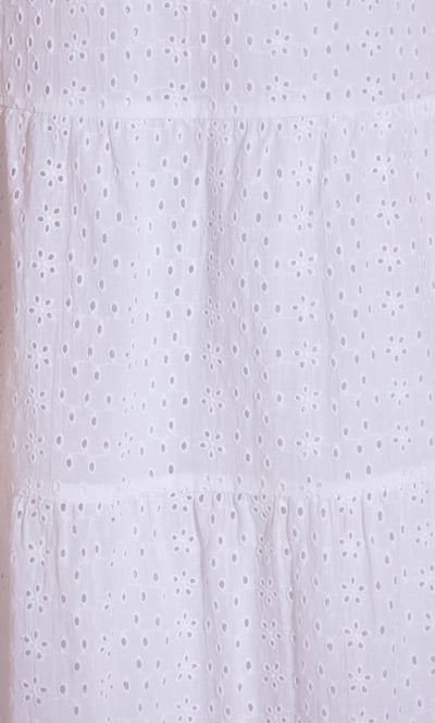 Eyelet Embroidered Cotton Maxi Skirt