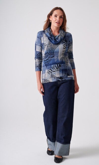 Anna Rose Abstract Print Cowl Neck Jumper