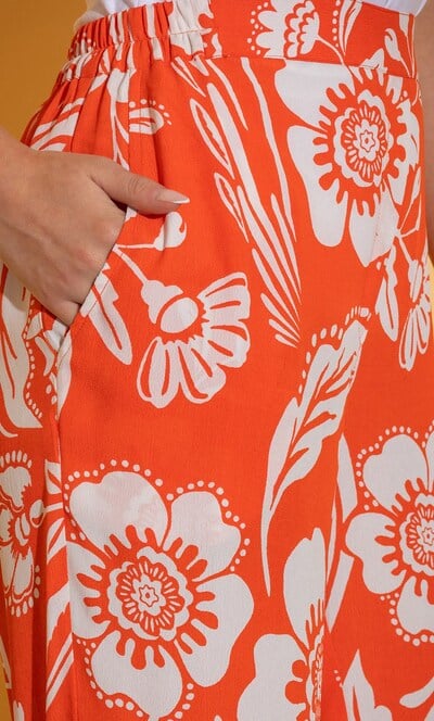 Floral Printed Wide Leg Trousers