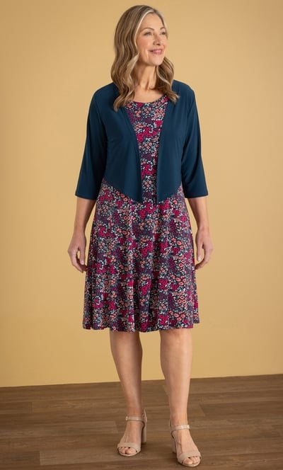 Anna Rose Garden Print Dress With Cover Up