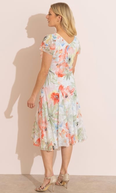 Anna Rose Bias Cut Bouquet Printed Dress