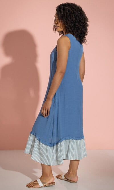 Sleeveless Stripe Trim Midaxi Dress