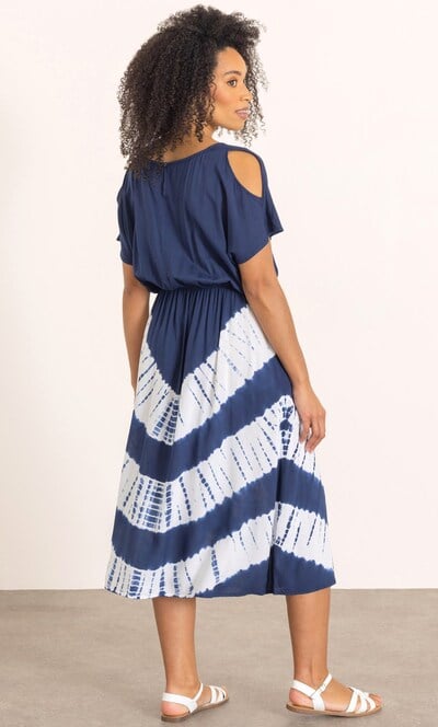Tie Dye Cold Shoulder Midaxi Dress
