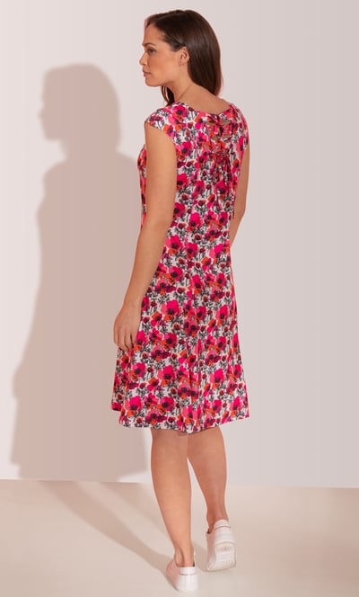 Floral Sketch Print Panelled Stretch Dress