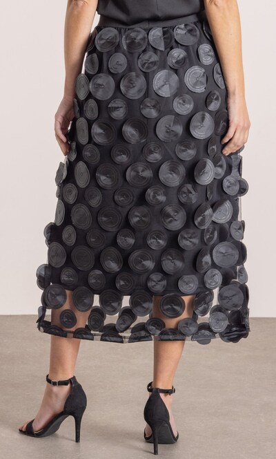 Circle Applique Mesh Midi Skirt