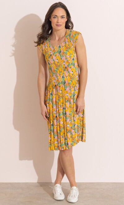 Floral Print Pleated Dress