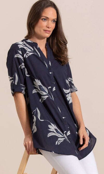 Shimmer Embroidered Cotton Shirt