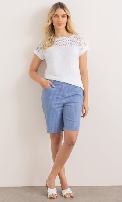 Striped Cotton Blend Shorts