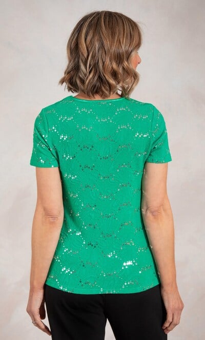 Anna Rose Textured Jersey Sparkle Top