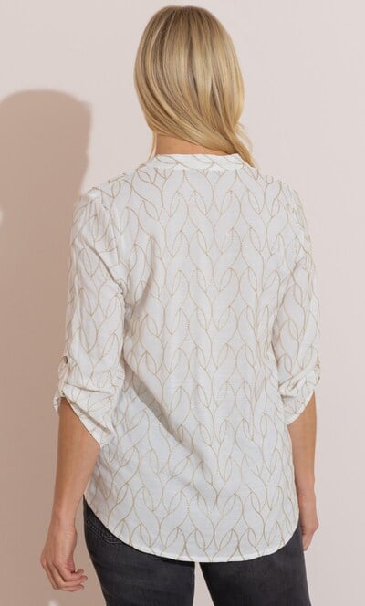 Anna Rose Geometric Embroidered Blouse