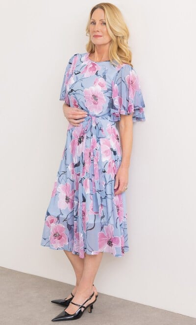 Anna Rose Floral Print Wrap Midi Dress