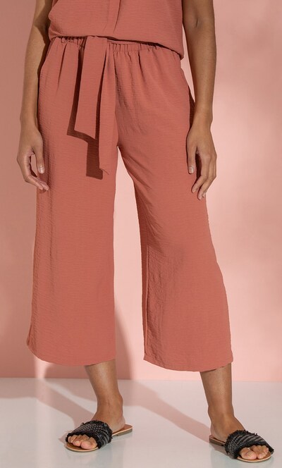 Cropped Wide Leg Pull On Trousers