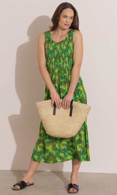 Printed Smocked Midaxi Dress