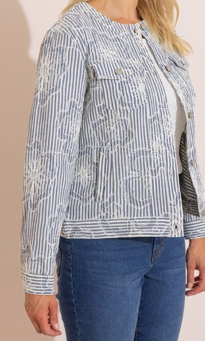 Anna Rose Embroidered Stripe Jacket